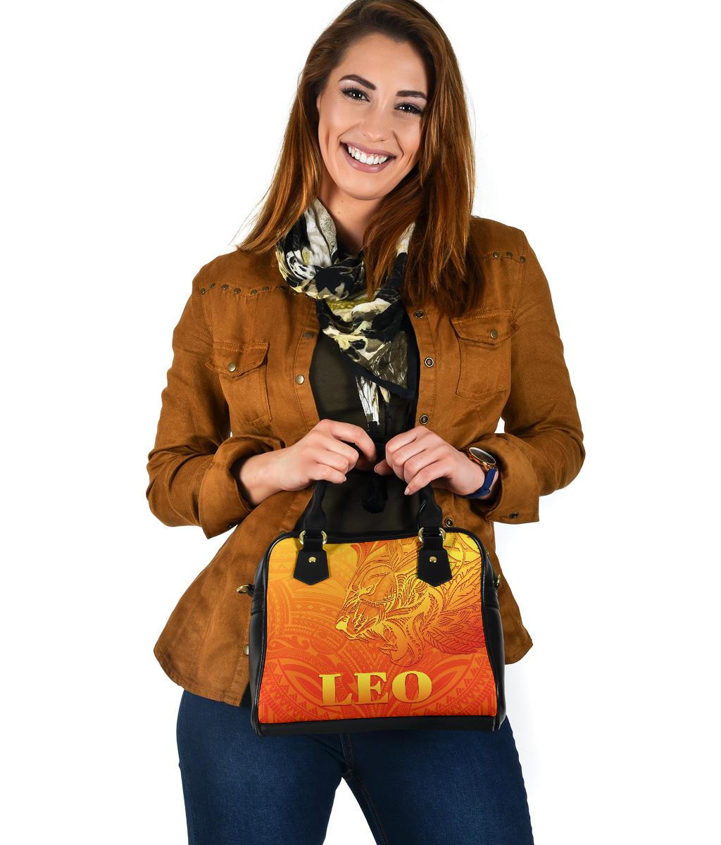 Sun In Leo Zodiac Shoulder Handbag Polynesian Tattoo Simple - Orange - Polynesian Pride