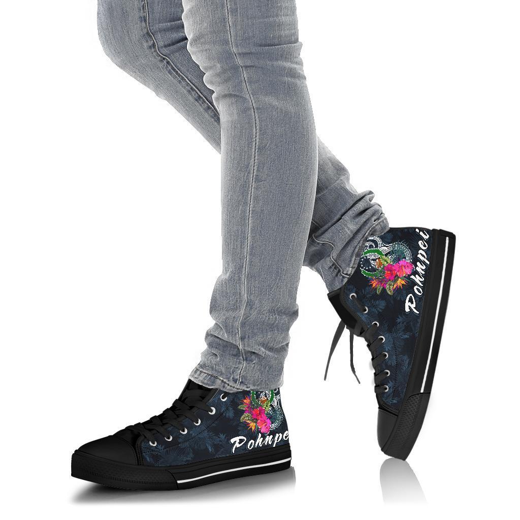 Pohnpei Micronesia High Top Shoes - Tropical Flower - Polynesian Pride