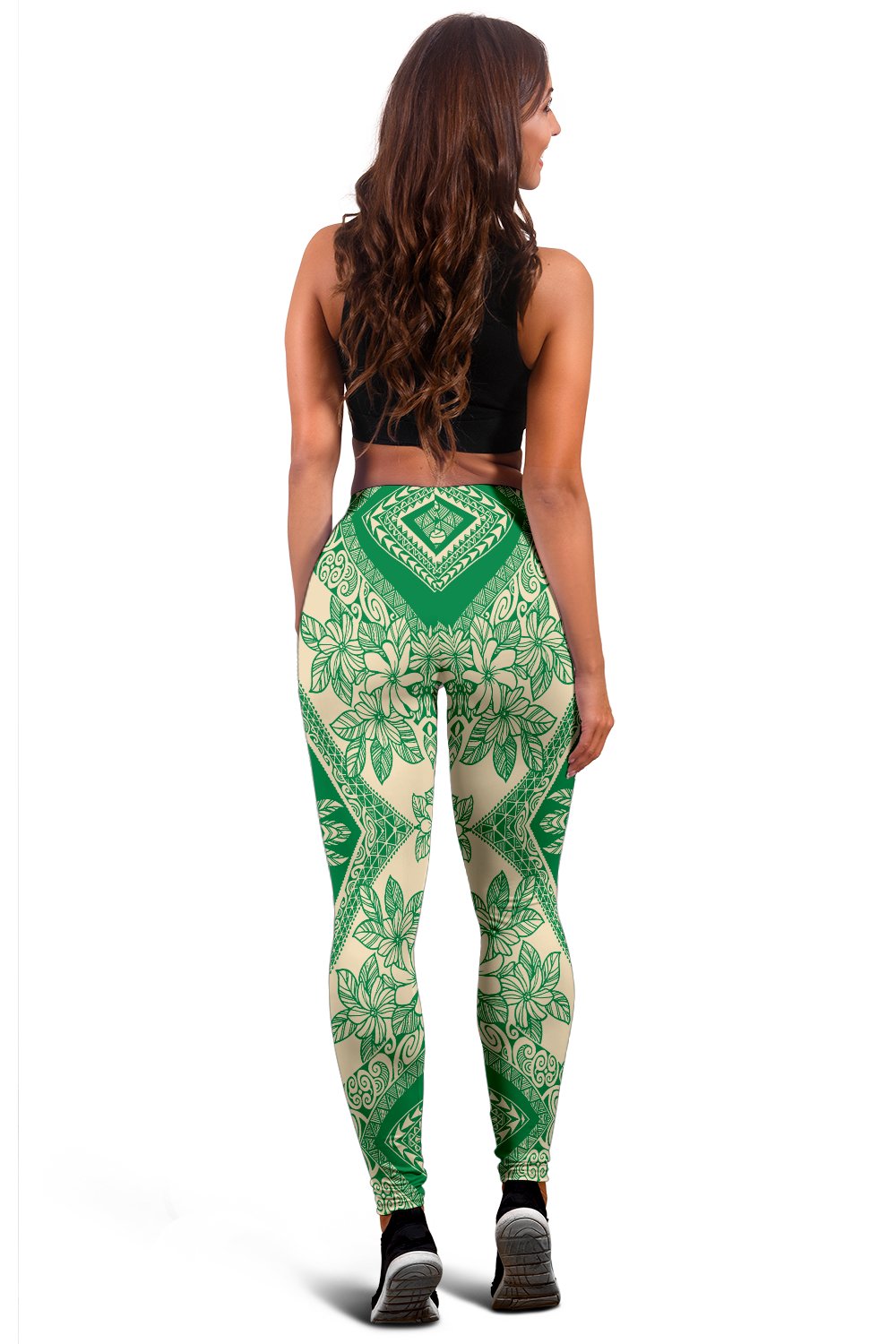 Polynesian Plumeria Mix Green Hawaii Women's Leggings AH - Polynesian Pride