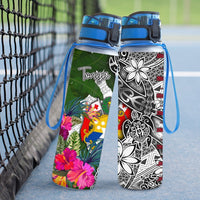 Tonga Hydro Tracking Bottle White - Turtle Plumeria Banana Leaf - Polynesian Pride
