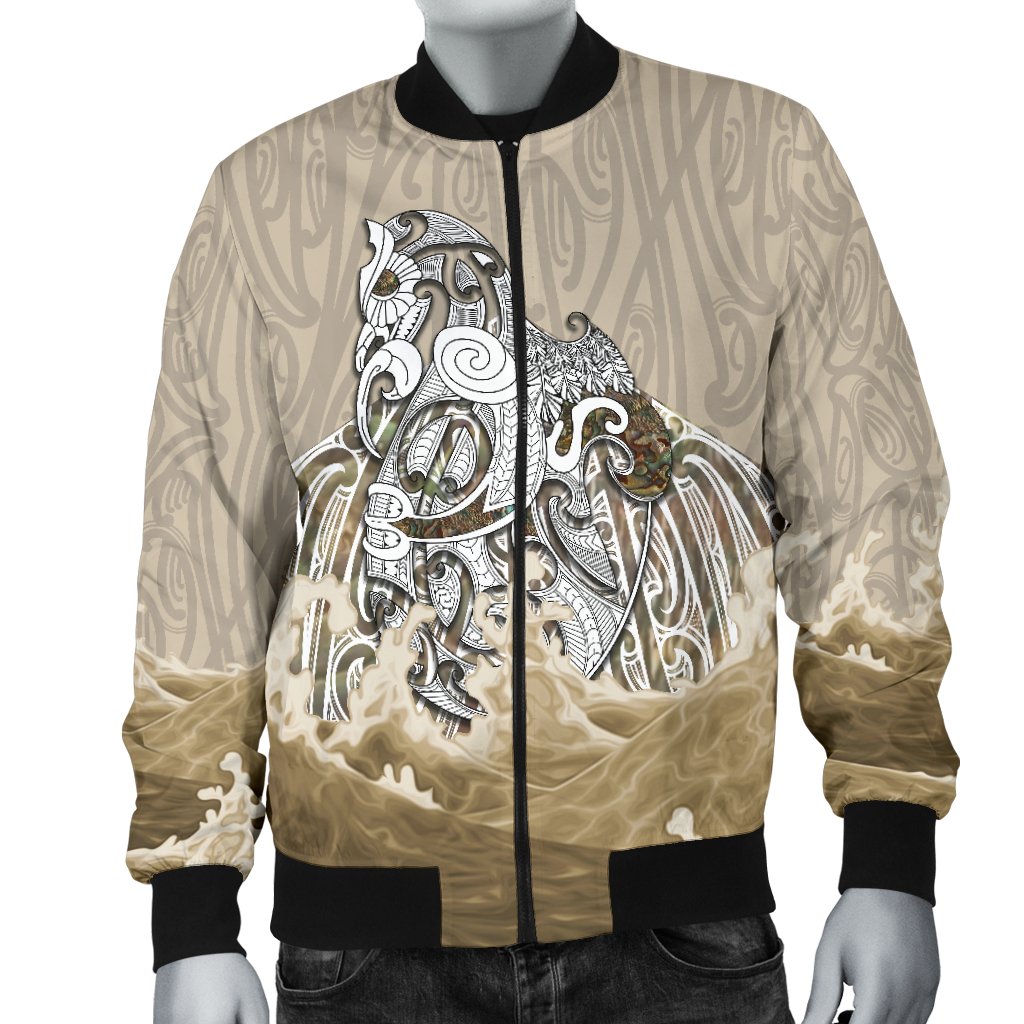 Maori Manaia The Blue Sea Men's Bomber Jacket, Golden - Polynesian Pride