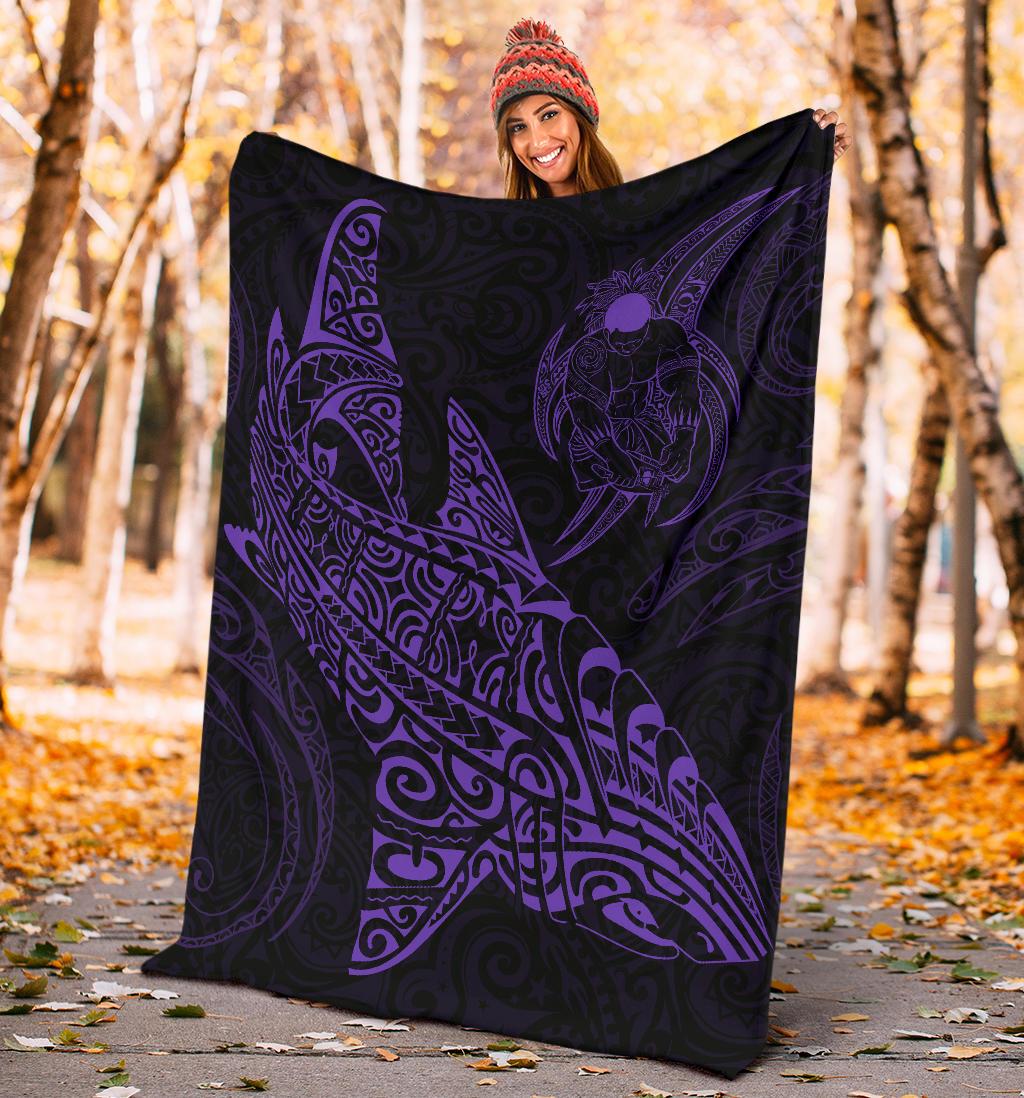Shark Polynesian Blanket - Polynesian Tattoo Purple - Polynesian Pride