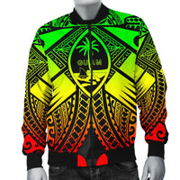 Guam Polynesian Men's Bomber Jacket - Guam Reggae Seal with Polynesian Tattoo - Polynesian Pride