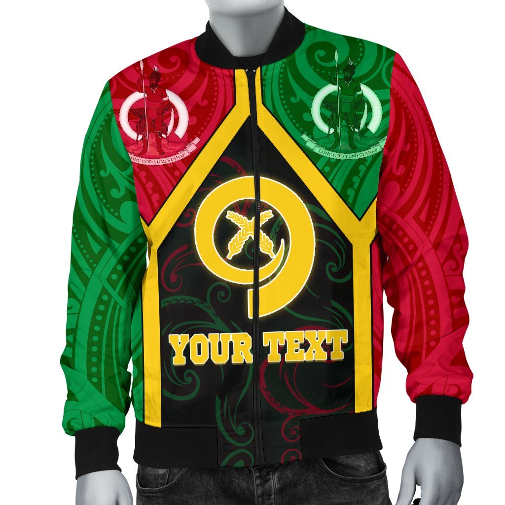 Polynesian Vanuatu Custom Personalised Men's Bomber Jacket - Vanuatu Flag and Coat Of Arms - Polynesian Pride