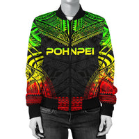 Pohnpei Polynesian Chief Women'S Bomber Jacket - Reggae Version - Polynesian Pride