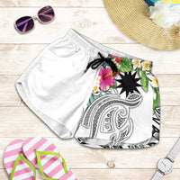 Nauru Polynesian Women's Shorts - Summer Plumeria (White) Women White - Polynesian Pride