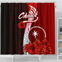 Chuuk Micronesia Shower Curtain - Coat Of Arm With Hibiscus - Polynesian Pride
