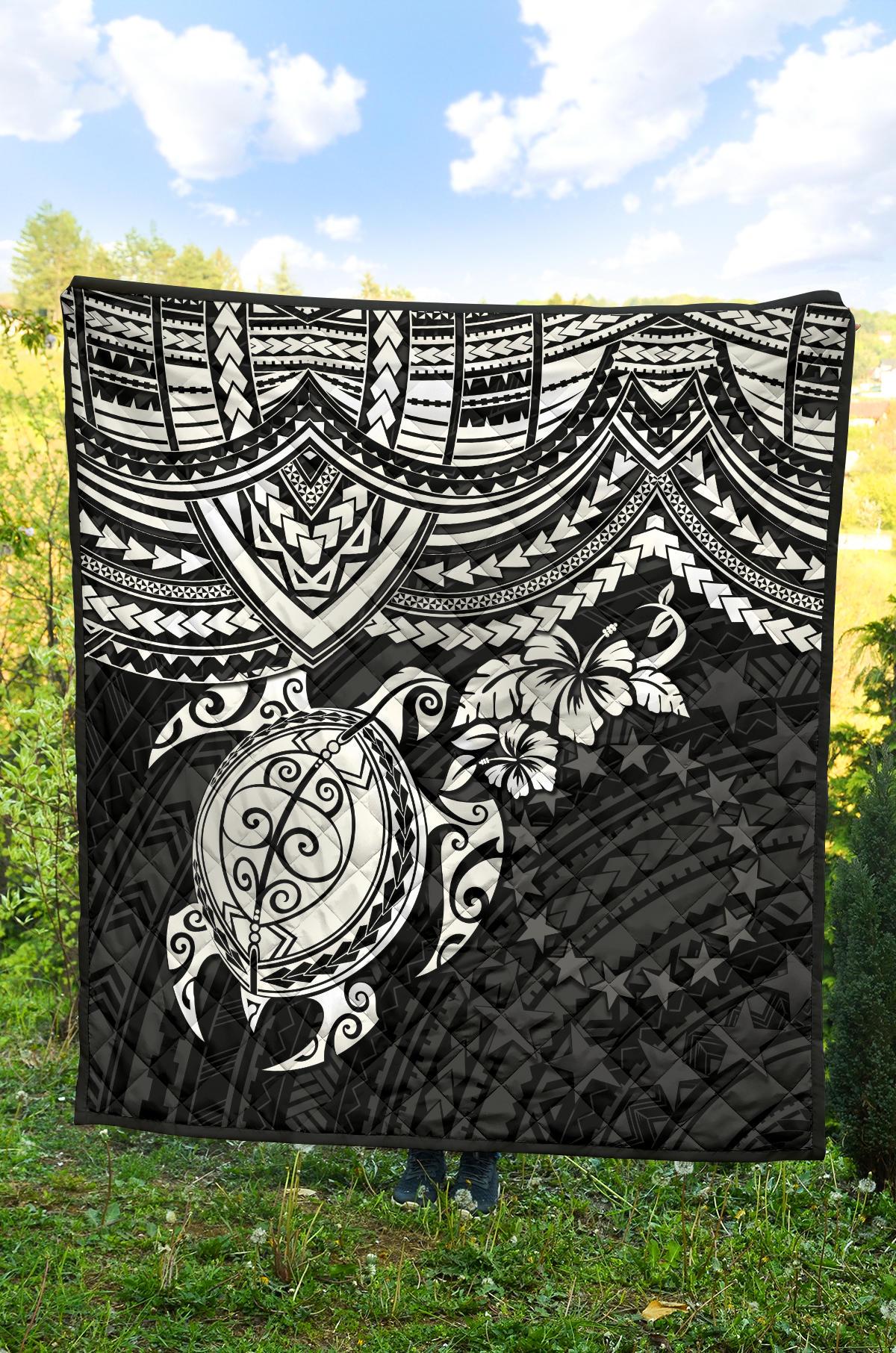 Cook Islands Polynesian Premium Quilt - White Turtle - Polynesian Pride