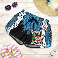 Fiji Polynesian Custom Personalised Women's Shorts - Tribal Wave Tattoo Flag Style - Polynesian Pride