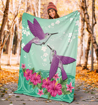 Hawaii Humming Bird Hibiscus Premium Blanket - Out Style - Polynesian Pride