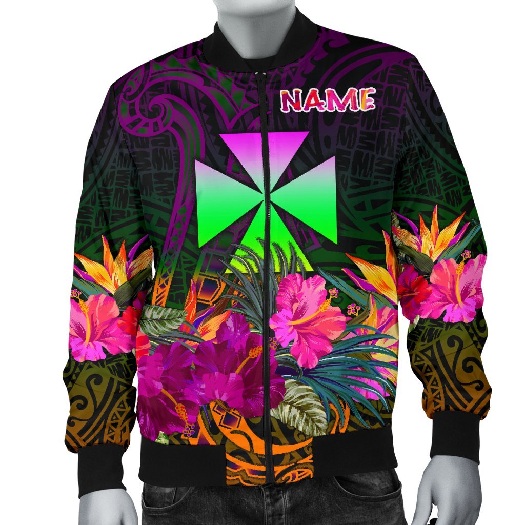 Wallis and Futuna Personalised Men's Bomber Jacket - Summer Hibiscus - Polynesian Pride