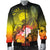 CNMI Men's Bomber Jacket - Humpback Whale with Tropical Flowers (Yellow) Yellow - Polynesian Pride