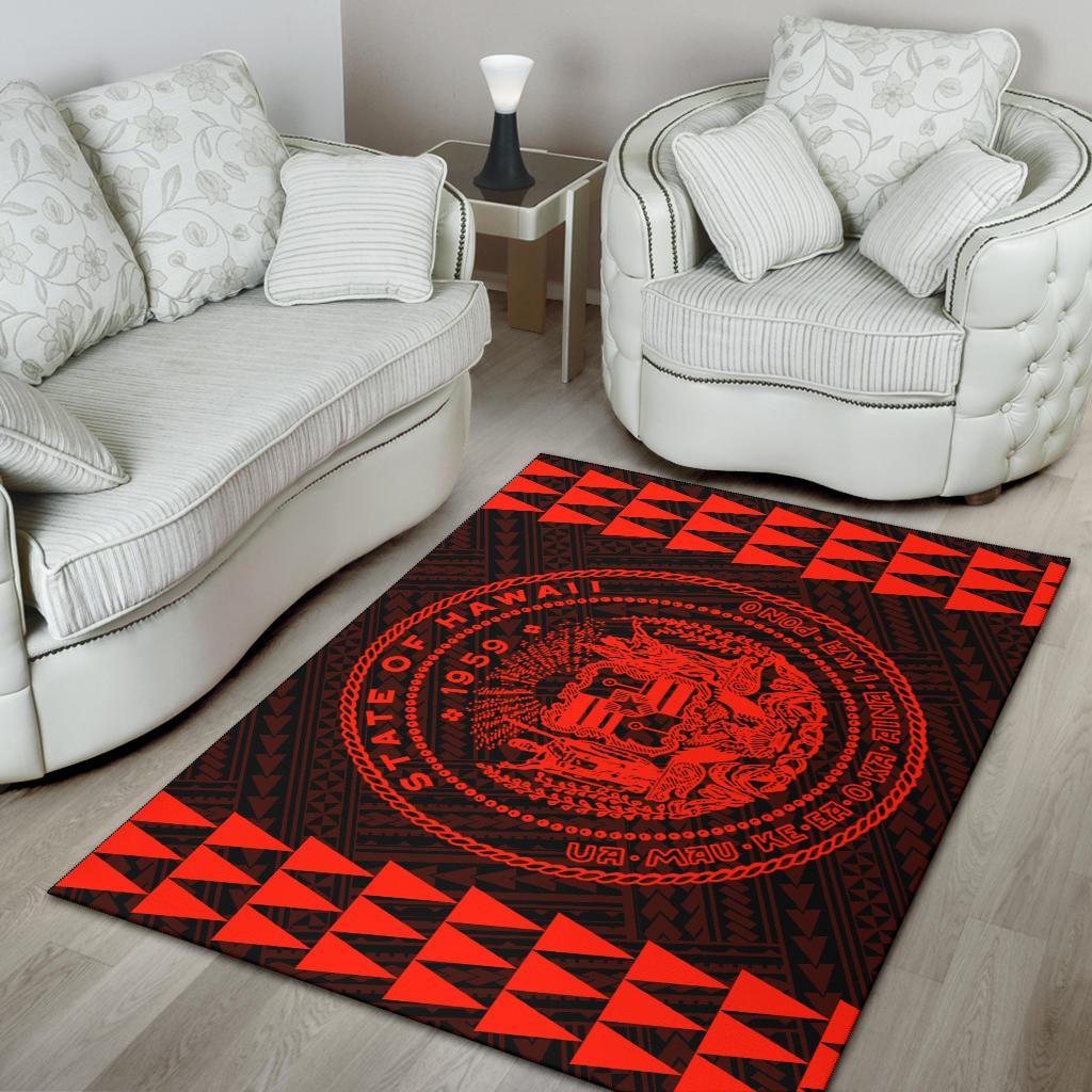 Kakau Seal Of Hawaii Polynesian - Orange Rug - Polynesian Pride
