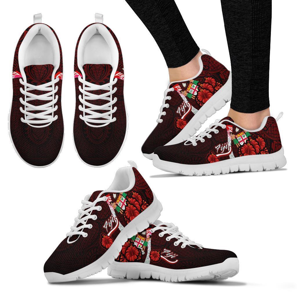 Fiji Polynesian Sneakers - Coat Of Arm With Hibiscus - Polynesian Pride