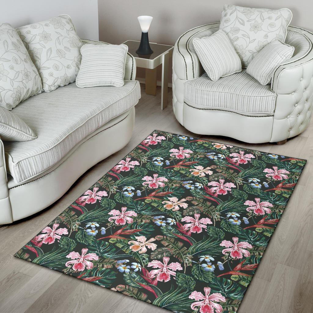 Tropical Monstera Leaf Red Rug - Polynesian Pride