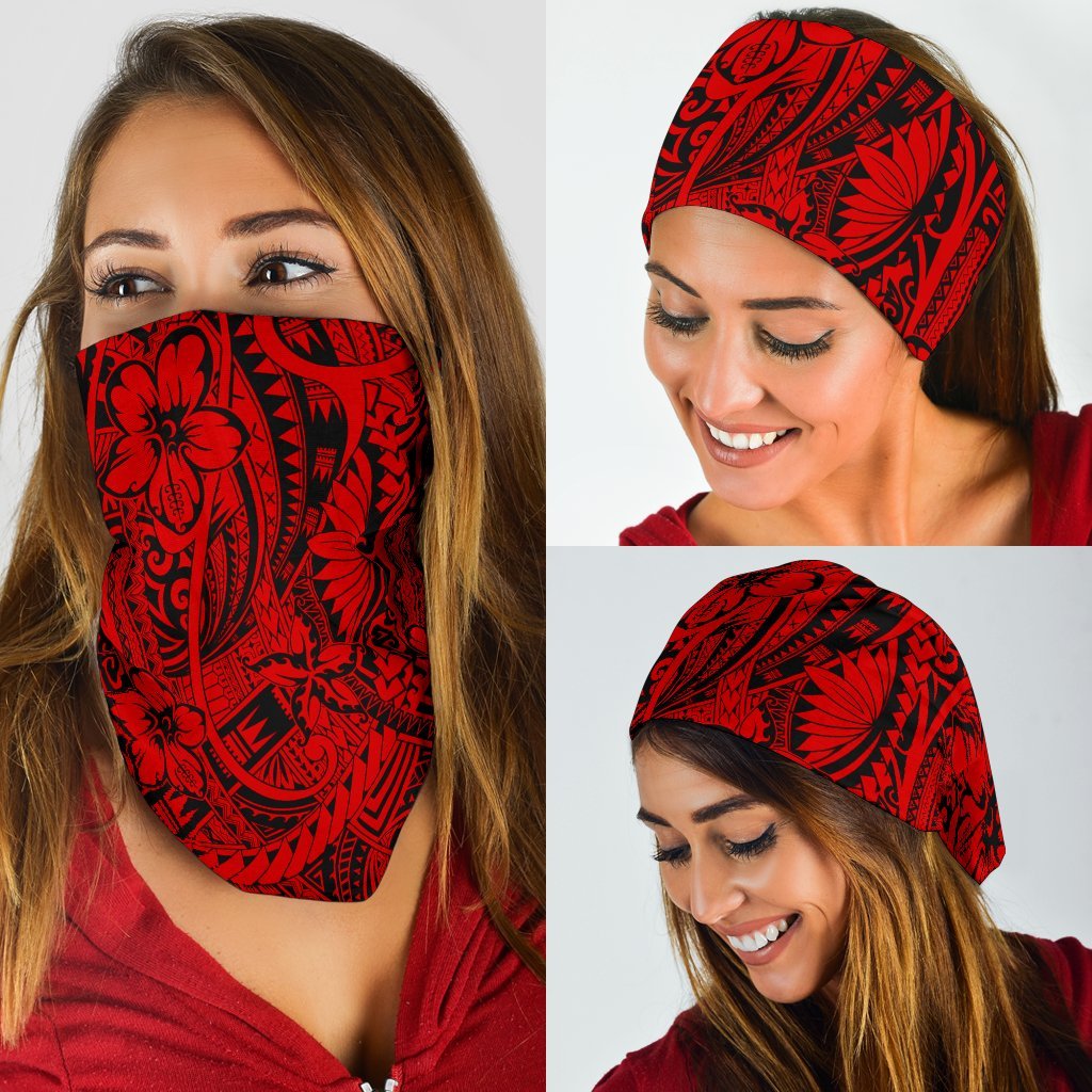 Polynesian Flower Tattoo Red Unisex Bandana - Polynesian Pride
