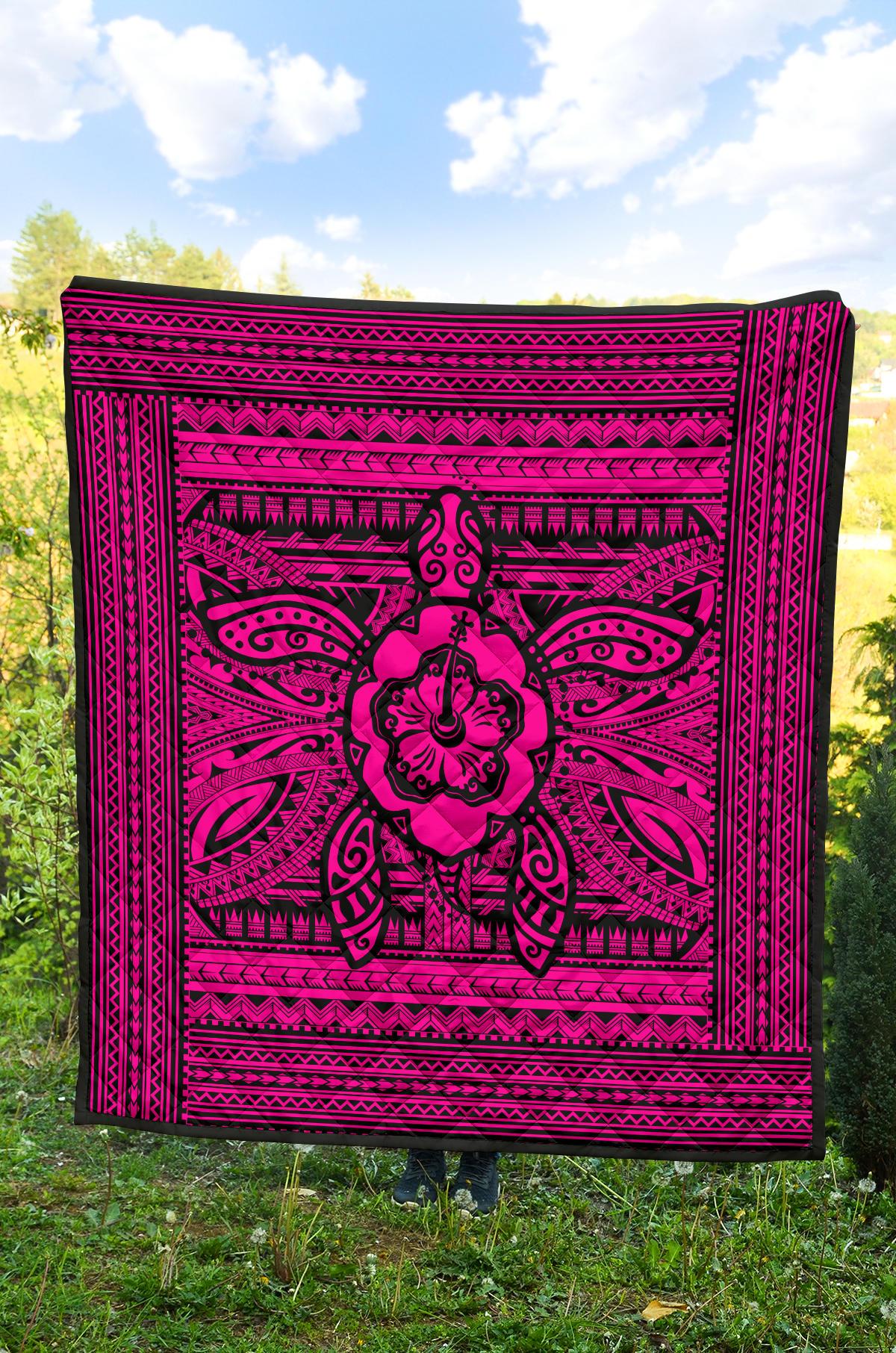 Hawaii Polyensian Turtle Premium Quilt Pink - Polynesian Pride