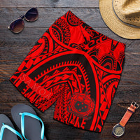 Samoa Men Shorts - Samoa Coat Of Arm, Maui Tattoo Red Red - Polynesian Pride
