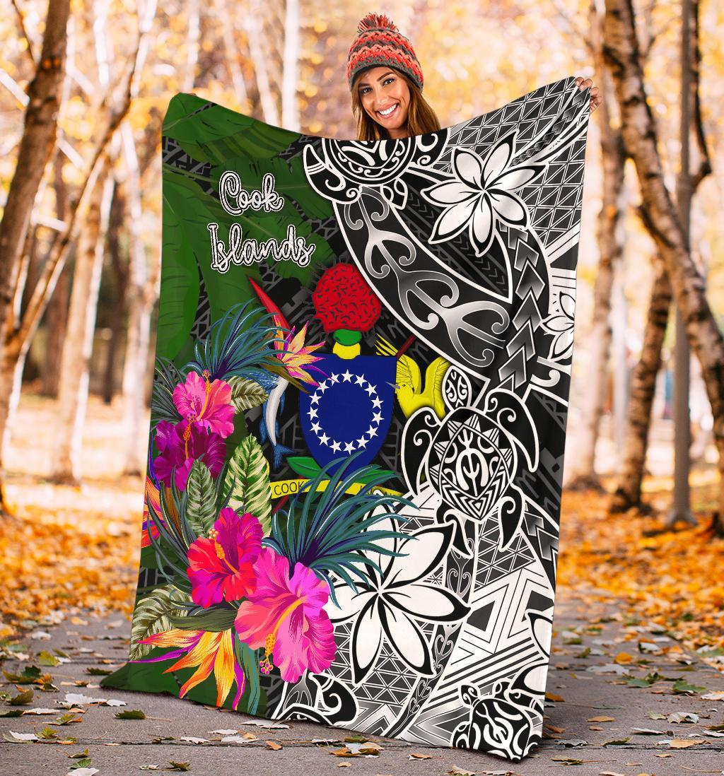Cook Islands Premium Blanket - Turtle Plumeria Banana Leaf - Polynesian Pride