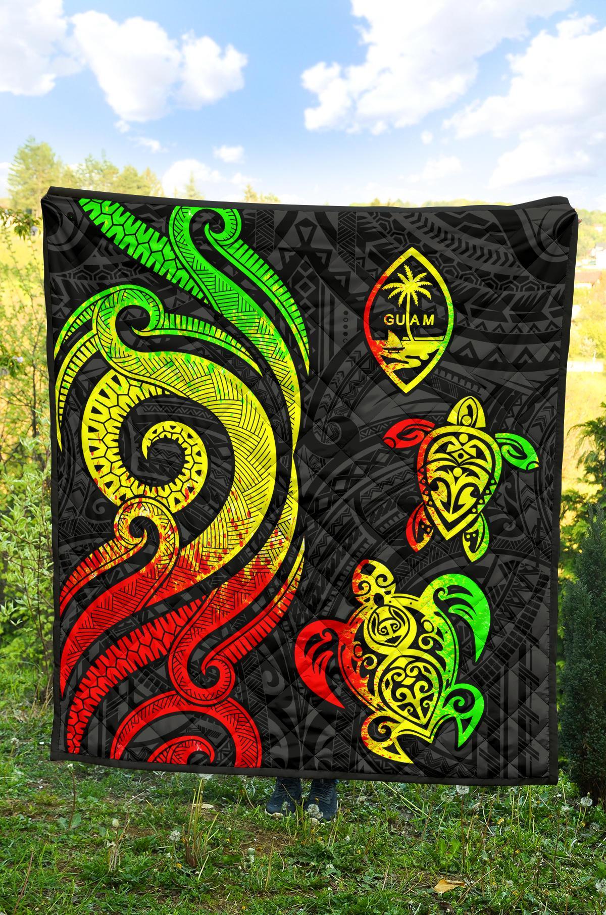 Guam Polynesian Premium Quilt - Reggae Tentacle Turtle - Polynesian Pride