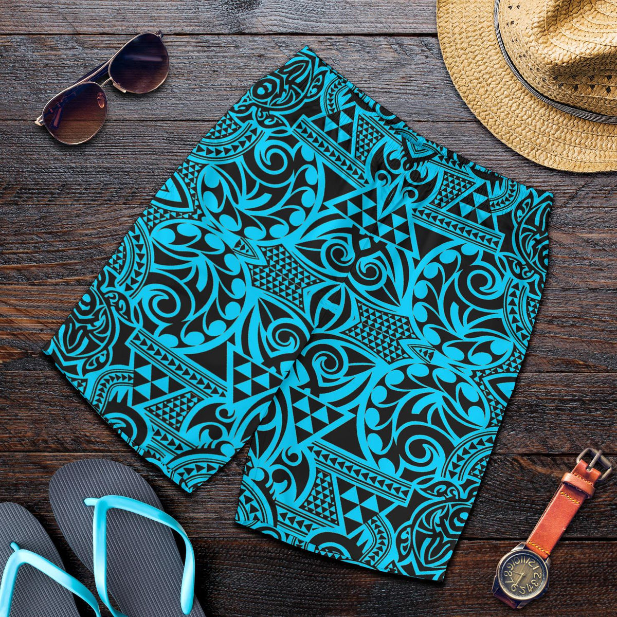 Polynesian Men's Shorts Grown Blue White - Polynesian Pride