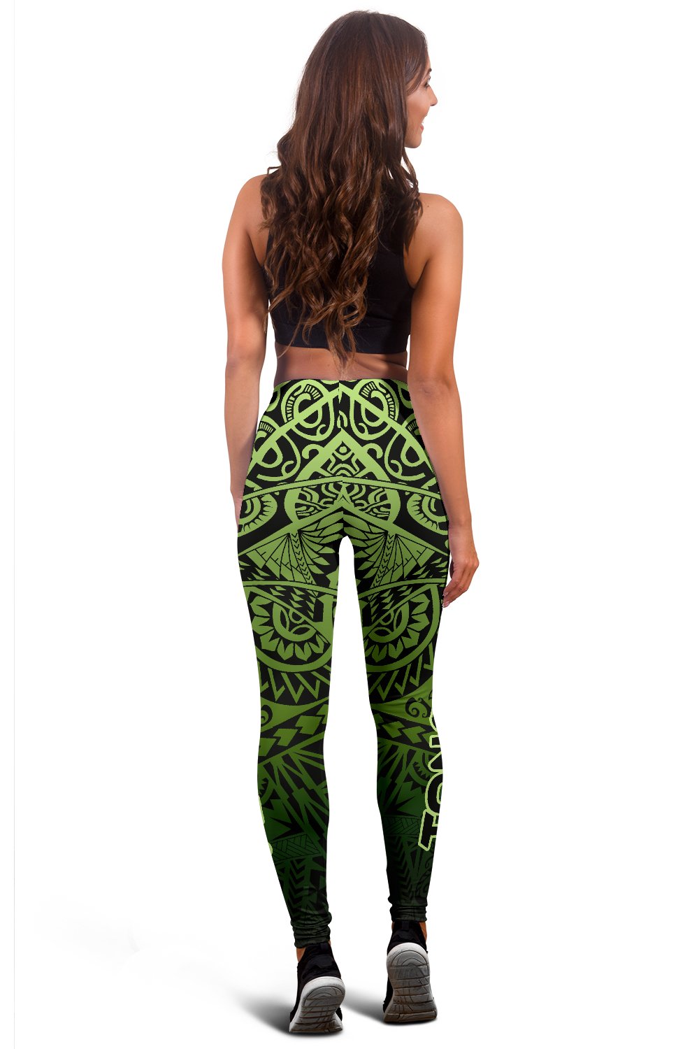 Tonga Women's Leggings - Hibiscus Flowers Green Color Style - Polynesian Pride