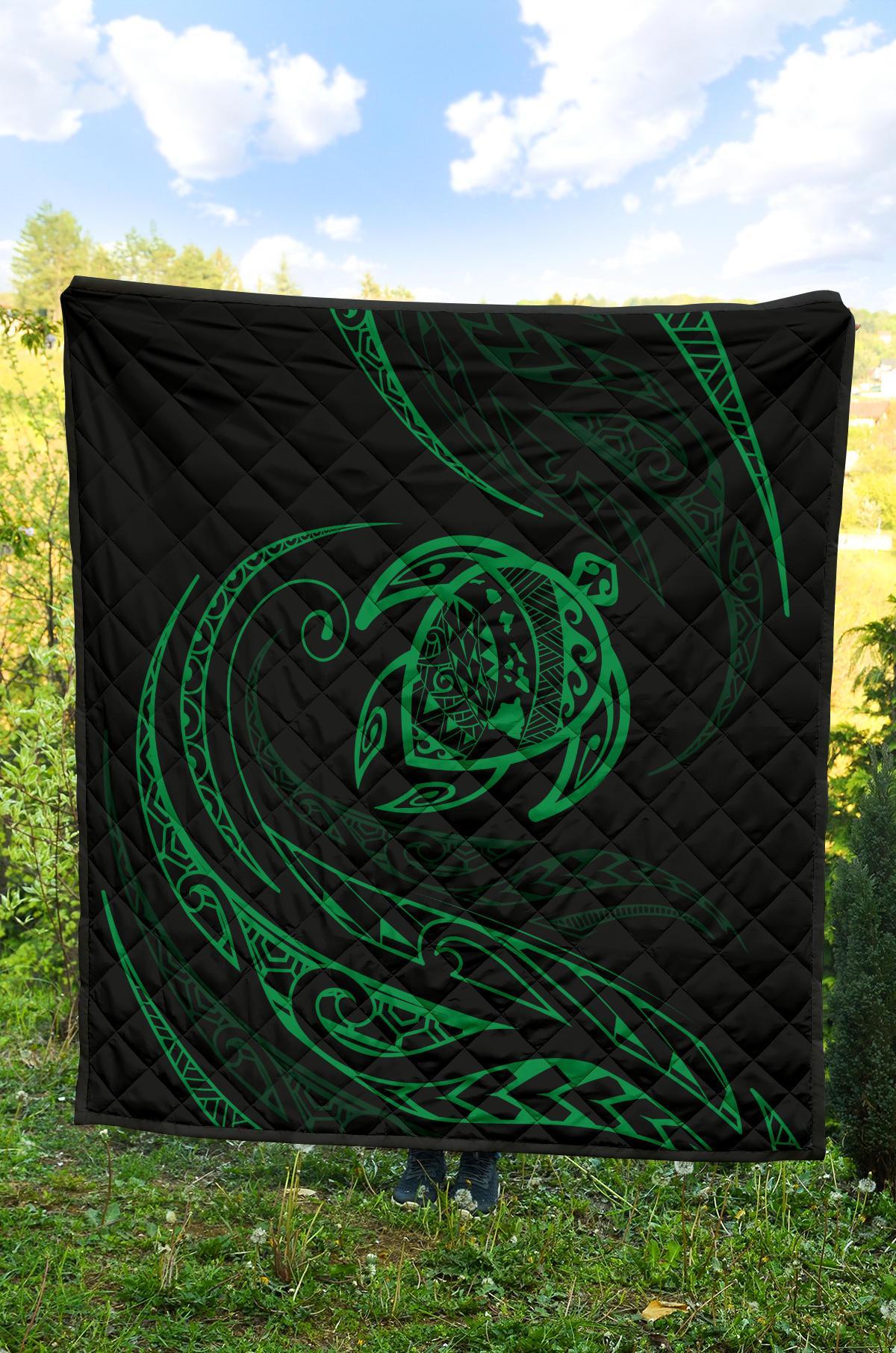 Hawaii Turtle Premium Quilt - Green - Frida Style - Polynesian Pride