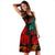 Polynesian Midi Dress - Blue Red Monstera Leave - Polynesian Pride