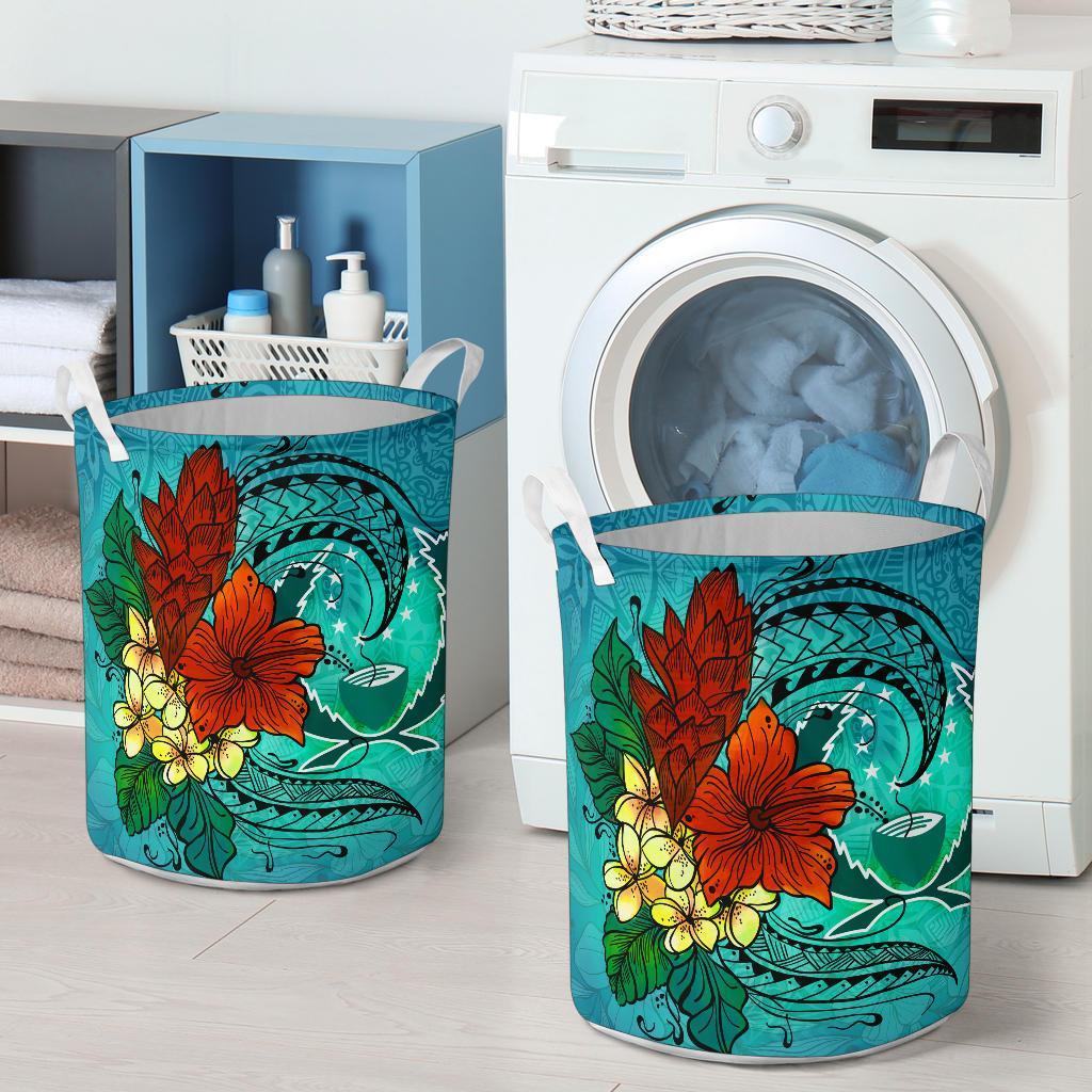 Pohnpei State Laundry Basket - Tropical Flowers Style - Polynesian Pride