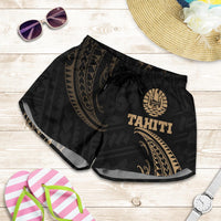 Tahiti Polynesian Women's Short - Gold Tribal Wave Women Black - Polynesian Pride