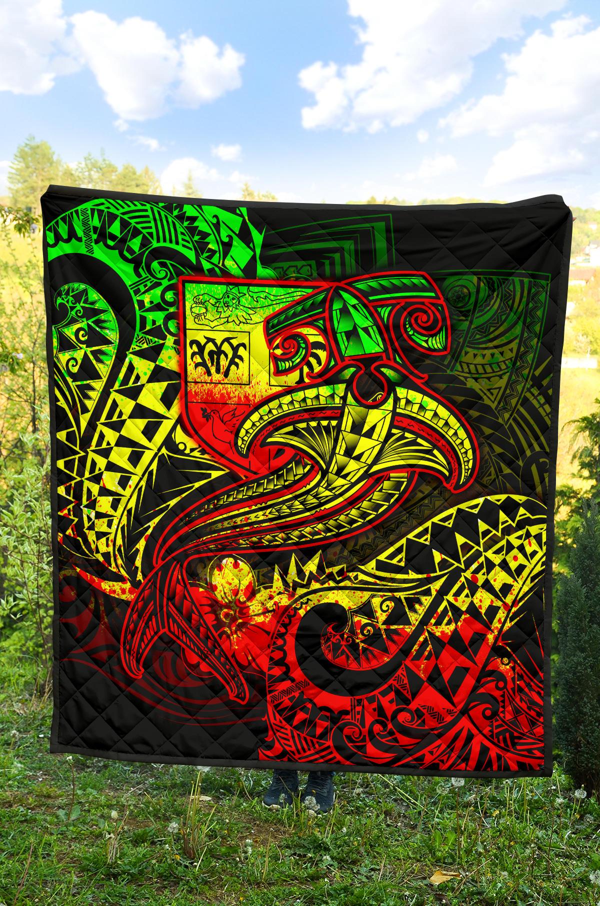Fiji Premium Quilt - Reggae Shark Polynesian Tattoo - Polynesian Pride