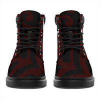 Hawaii All - Season Bootts - Kanaka Maoli With Hibiscus On Polynesian Patterns (Red) - Polynesian Pride