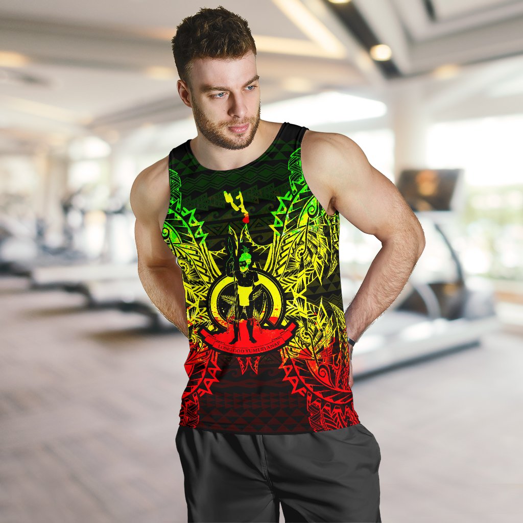 Vanuatu Polynesian Men Tank Top Map Reggae - Polynesian Pride