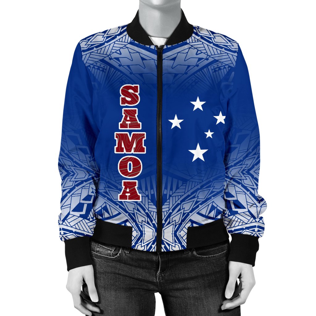 Samoa Women's Bomber Jacket - Polynesian Fog Blue - Polynesian Pride