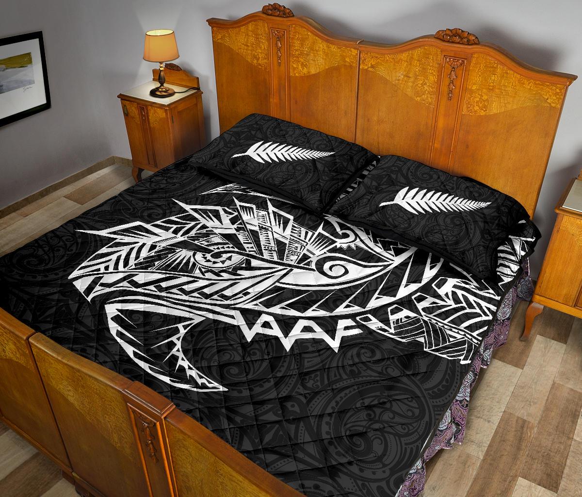 Maori Tattoo Quilt Bed Set Polynesian Style Black - Polynesian Pride