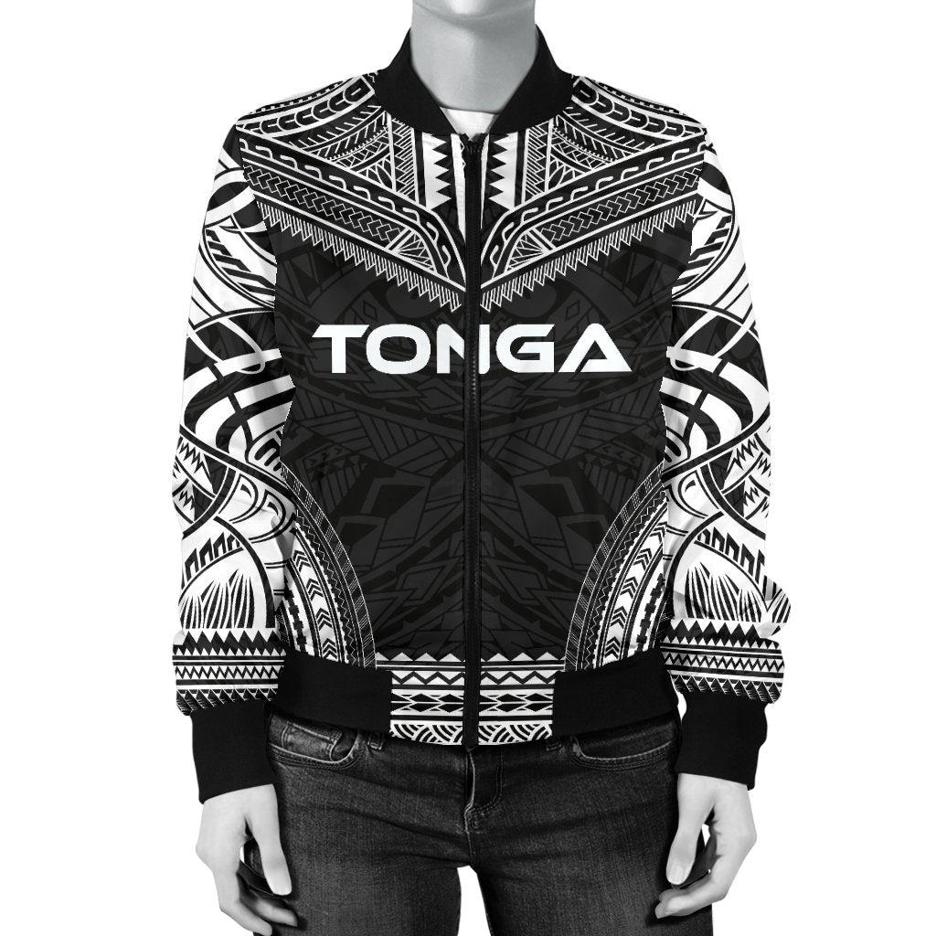 Tonga Polynesian Chief Women'S Bomber Jacket - Black Version - Polynesian Pride