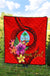 Guam Polynesian Custom Personalised Premium Quilt - Floral With Seal Red - Polynesian Pride