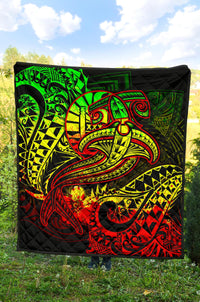Tahiti Premium Quilt - Reggae Shark Polynesian Tattoo - Polynesian Pride