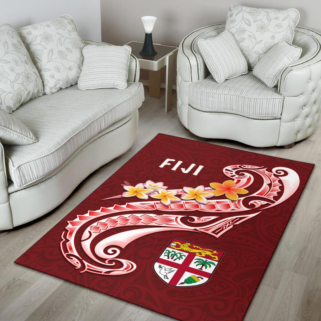 Fiji Area Rug - Fiji Seal Polynesian Patterns Plumeria (Red) - Polynesian Pride