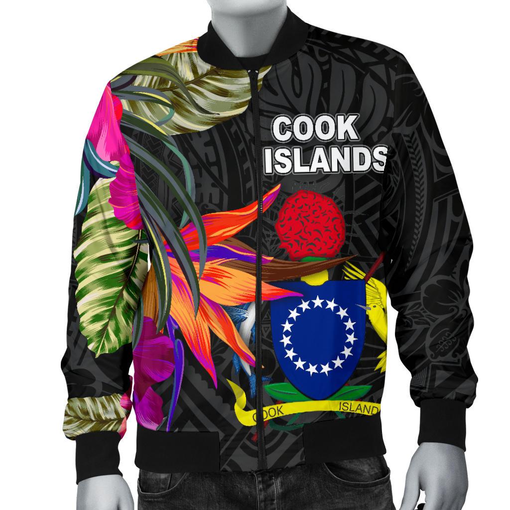 Cook Islands Men's Bomber Jacket - Polynesian Hibiscus Pattern - Polynesian Pride
