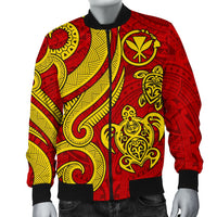 Polynesian Hawaii (Kanaka Maoli) Men Bomber Jacket - Red Tentacle Turtle Red Yellow - Polynesian Pride