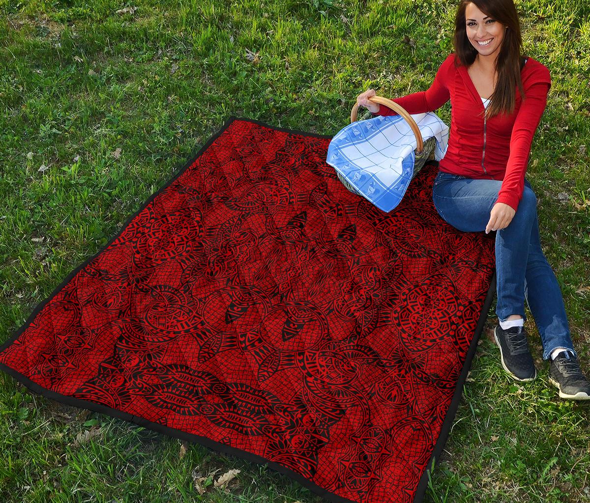 Polynesian Premium Quilt Red - Polynesian Pride