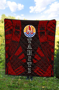 Tahiti Premium Quilt - Tahiti Flag Polynesian Red Tattoo - Polynesian Pride