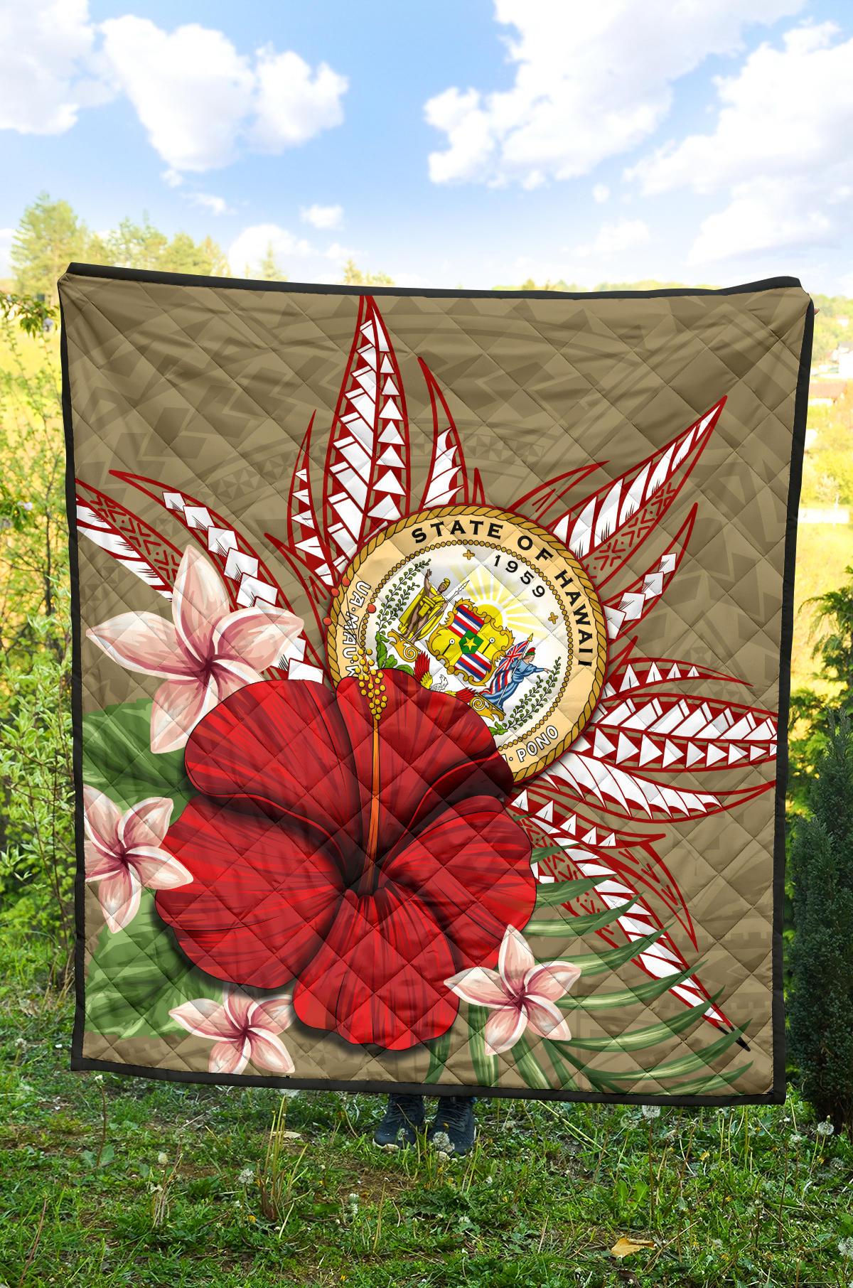 Hawaii Polynesian Coat Of Arm Tropical Premium Quilt - AH - Polynesian Pride