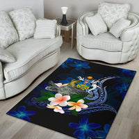 Solomon Islands Polynesian Area Rug - Turtle With Plumeria Flowers - Polynesian Pride