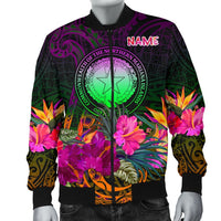 Northern Mariana Islands Polynesian Personalised Men's Bomber Jacket - Summer Hibiscus - Polynesian Pride