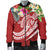 Papua New Guinea Polynesian Men's Bomber Jacket - Summer Plumeria (Red) - Polynesian Pride