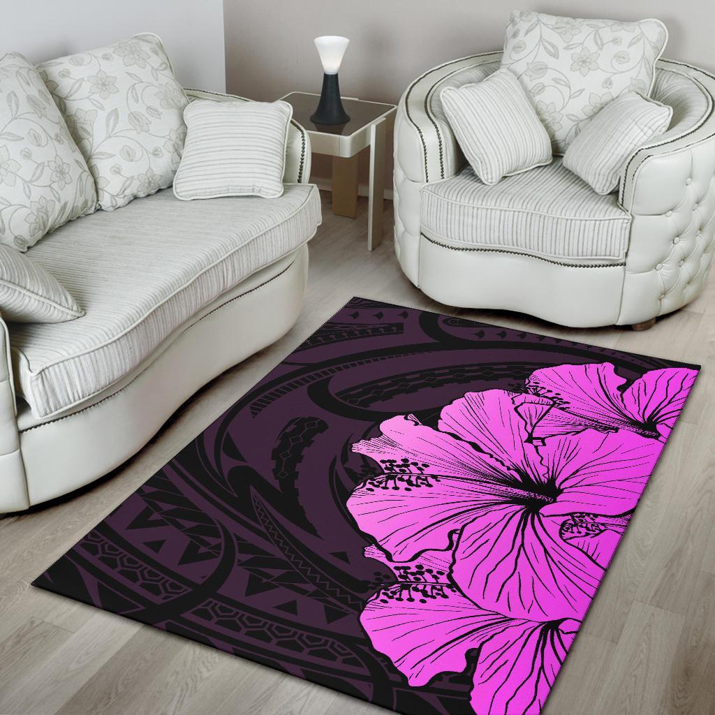 Royal Hibiscus Polynesian Tribal Area Rug Pink AH - Polynesian Pride