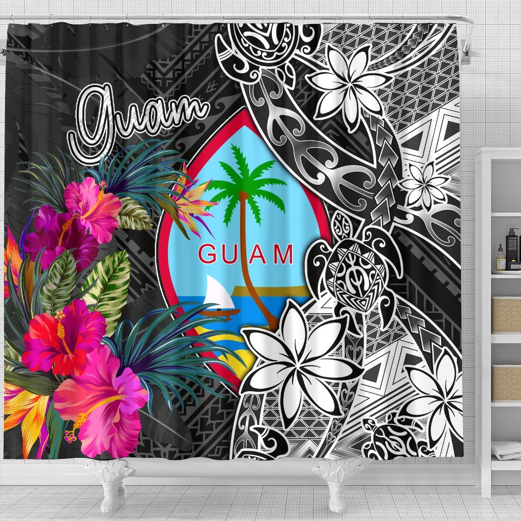 Guam Shower Curtain - Turtle Floral - Polynesian Pride