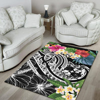 Tonga Polynesian Area Rug - Summer Plumeria (Black) - Polynesian Pride